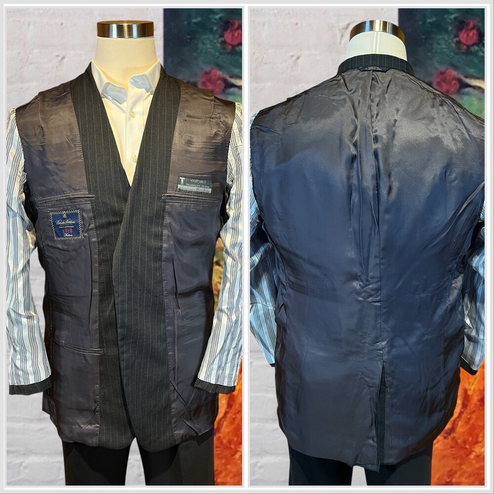 Brooks Brothers Madison 1818 42-44R Gray Stripe Blazer Sport Coat Italian Wool - Picture 7 of 16